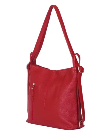 Geanta rucsac 2-in-1 din piele naturala Alesandra rosie