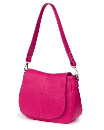 Geanta din piele naturala Roberta fucsia