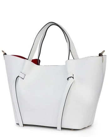 Geanta shopper din piele naturala Veronica alba