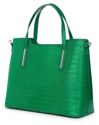Geanta din piele amprentata Carolina verde