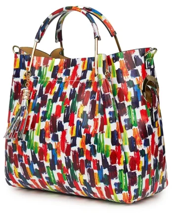 Geanta dama din piele naturala Fabiana cu model multicolor