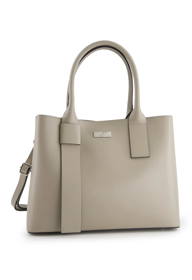 Geanta dama  Shopper, piele naturala, 3 compartimente, bej, 34x26x16cm