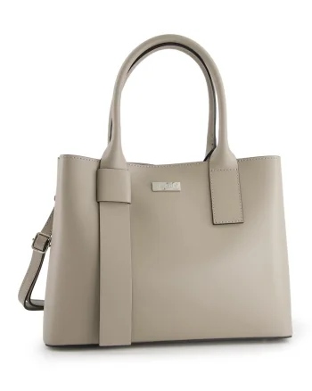 Geanta dama  Shopper, piele naturala, 3 compartimente, bej, 34x26x16cm