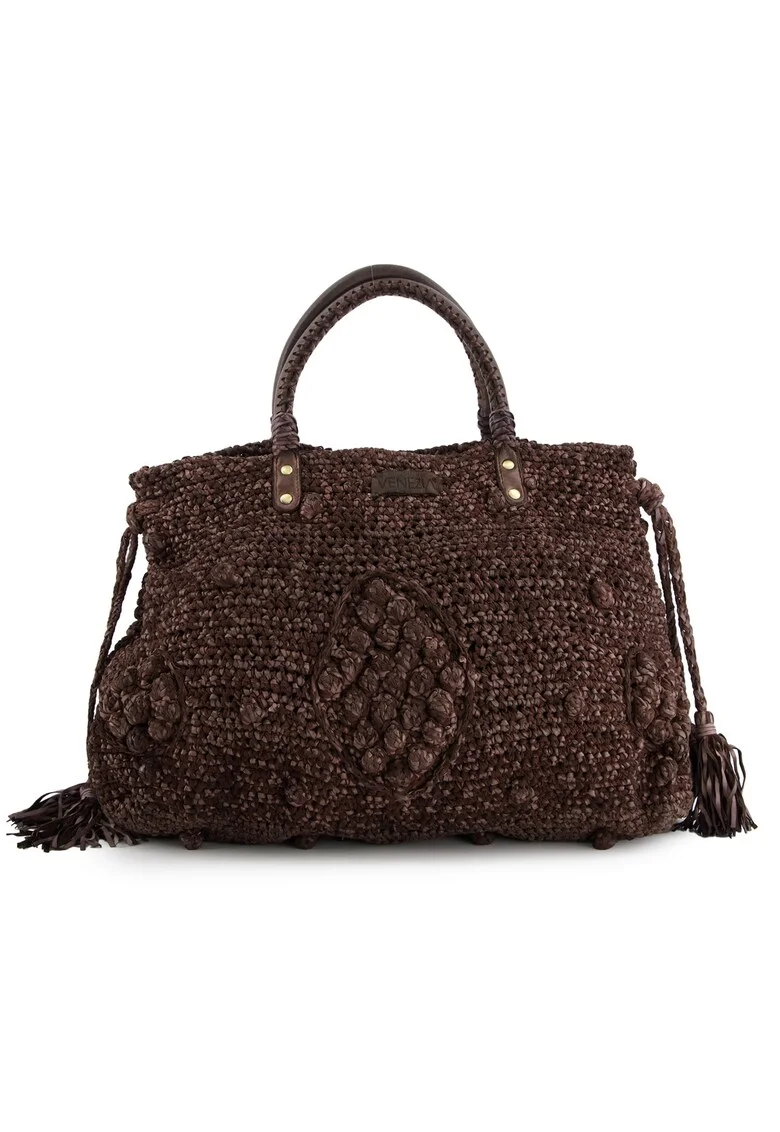Geanta shopper  din piele naturala, maro, 27x40x10cm, 3 buzunare interioare