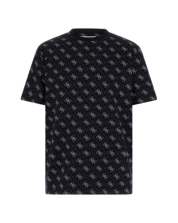 Tricou cu decolteu la baza gatului si model logo, Alb/Albastru ultramarin