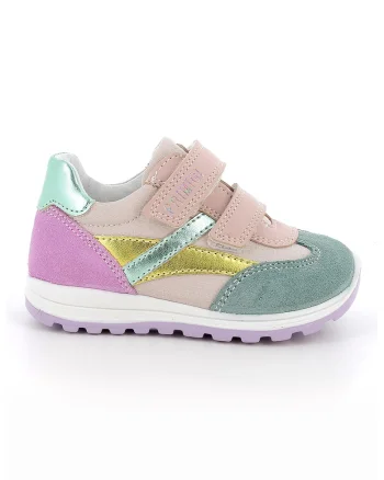 Pantofi sport cu inchidere velcro si segmente din piele