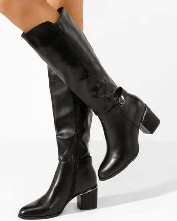 Cizme dama elegante cu toc Mirra negre