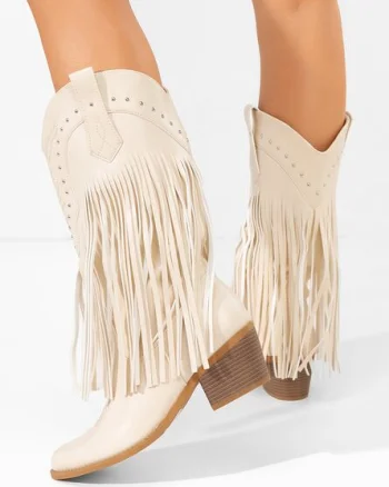 Cizme cowboy dama Giselia bej