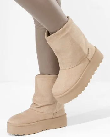 Cizme tip ugg cu platformă Janesia bej