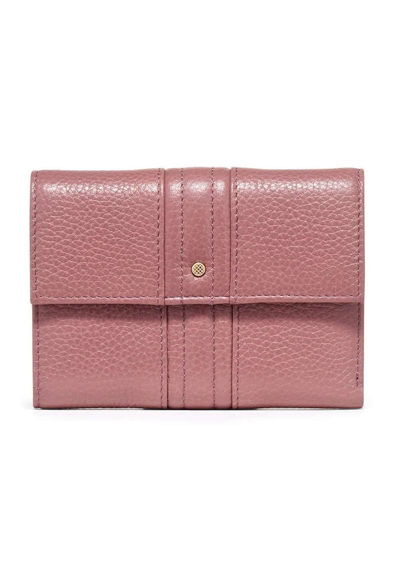 Portofel pliabil de piele cu aspect texturat, Fucsia