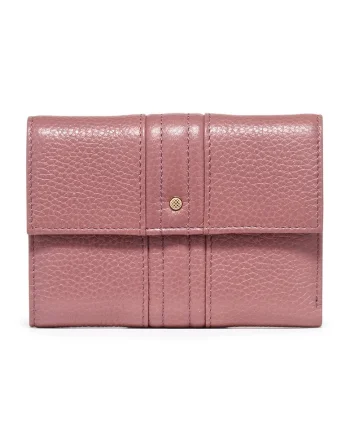 Portofel pliabil de piele cu aspect texturat, Fucsia