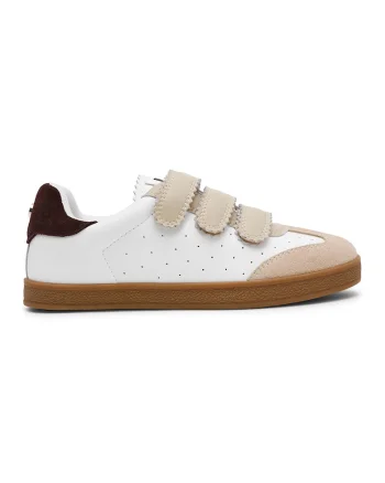 Pantofi sport de piele intoarsa si piele cu velcro Daybreak, Alb/Maro nisip