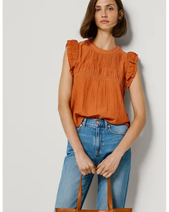 Bluza cu maneci valurite Dakota, Maro scortisoara