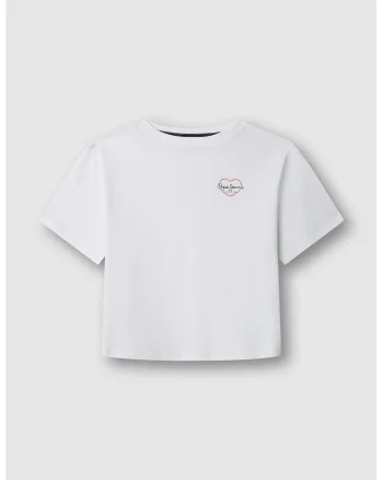 Tricou din bumbac cu decolteu la baza gatului, Alb optic