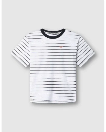 Tricou de bumbac cu dungi, Negru/Portocaliu pal/Alb optic