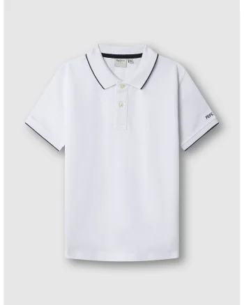 Tricou polo de bumbac, Negru/Alb optic