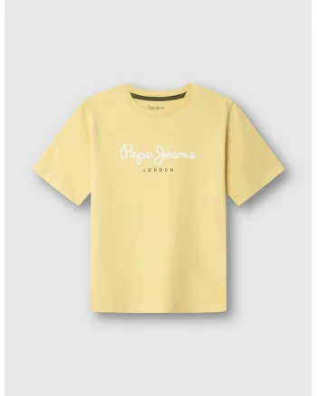 Tricou de bumbac cu imprimeu logo, Alb/Galben pai/Verde feriga