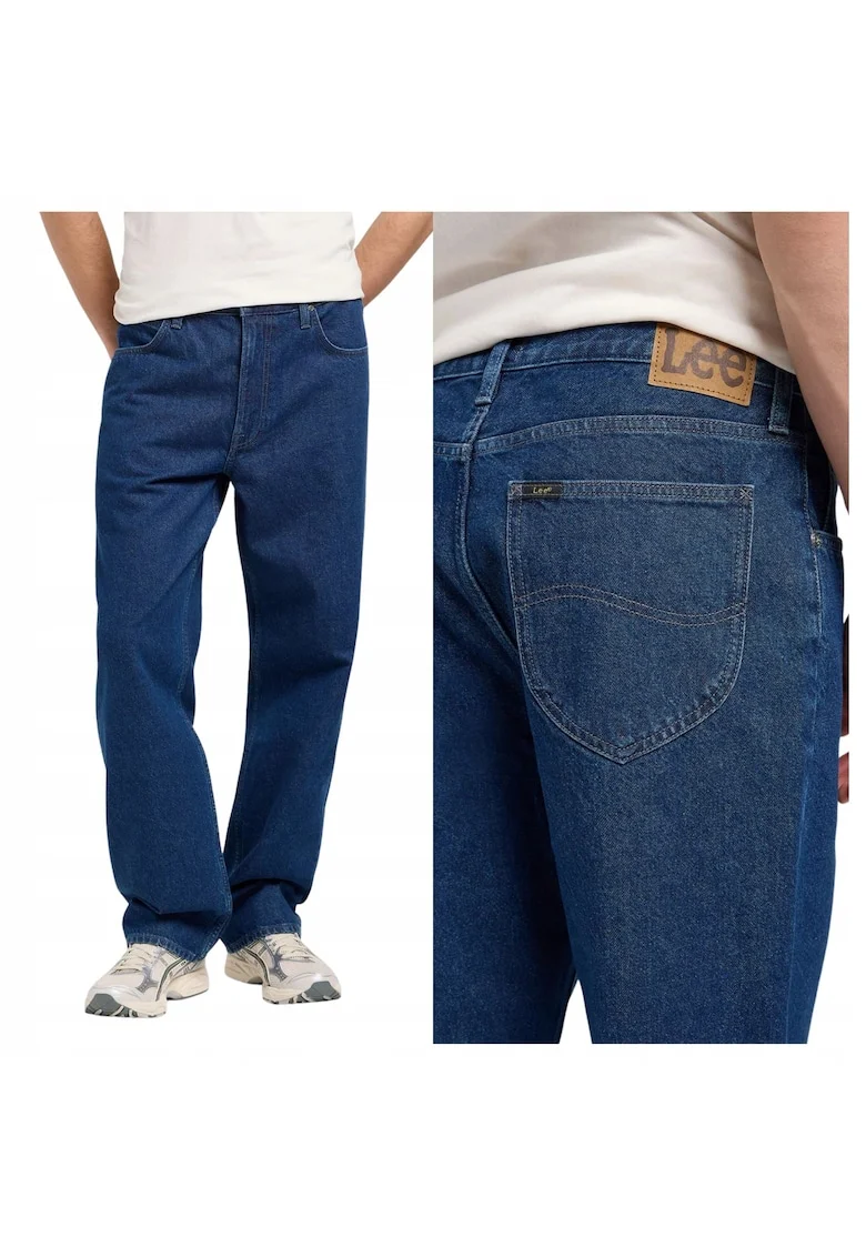 Blugi Barbati,  Asher, Loose Fit, Talie Medie, 5 Buzunare, Fermoar, Lungi, Bumbac, Albastru
