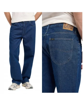 Blugi Barbati,  Asher, Loose Fit, Talie Medie, 5 Buzunare, Fermoar, Lungi, Bumbac, Albastru