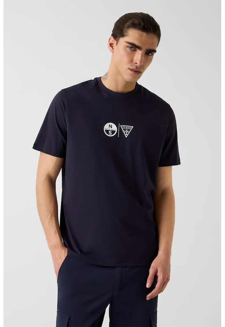 Tricou cu decolteu la baza gatului North Sails, Alb/Violet aubergine