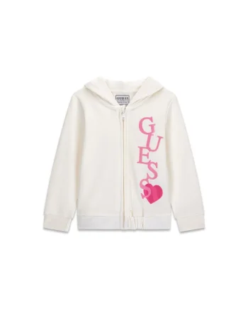 Bluza copii,  Fete, Alb, bumbac, fermoar