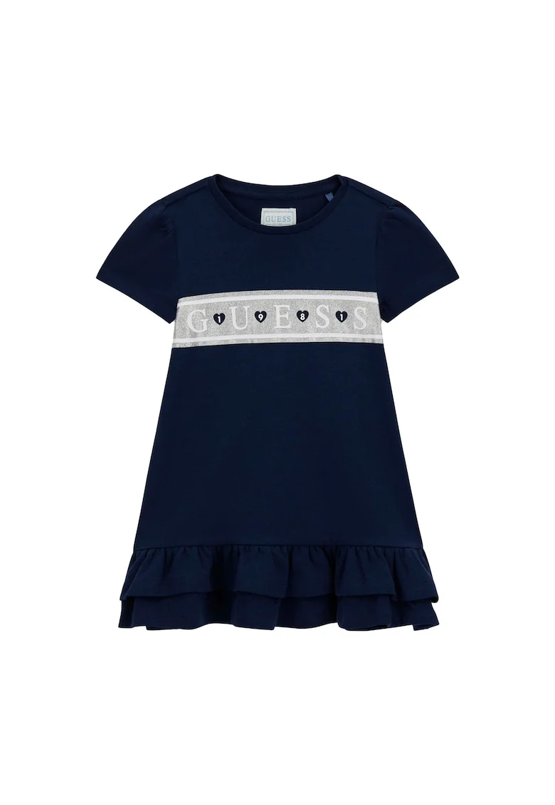 Rochie casual fete, bumbac organic, bleumarin, Bleumarin