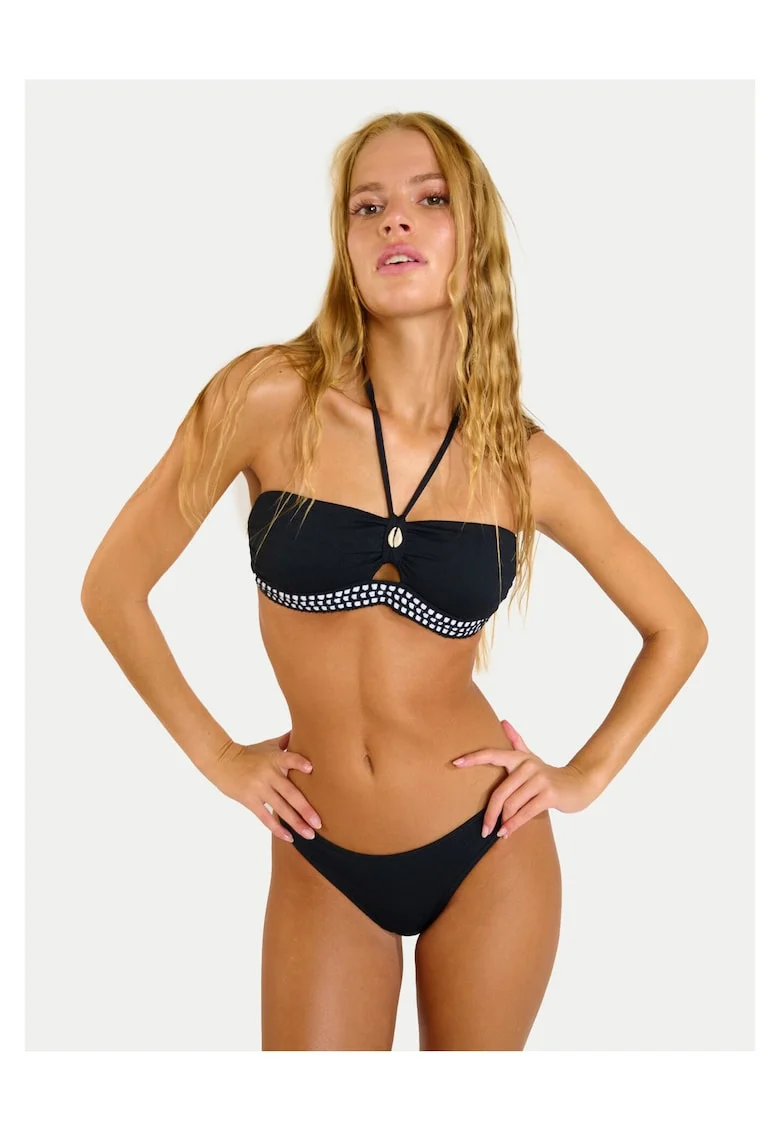 Top de bikini femei,  poliamida, Negru, Negru
