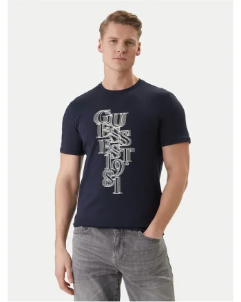 Tricou barbati,  slim fit, bleumarin, din bumbac