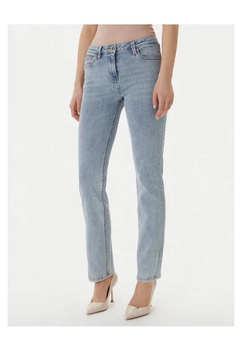 Blugi dama,  slim fit, albastru, 71% bumbac, 25% poliester reciclat