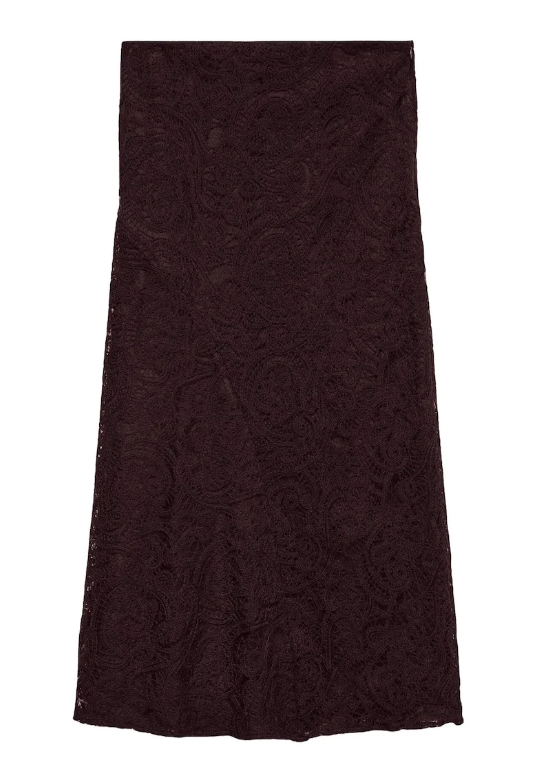 Fusta midi,  bordeaux, 51% bumbac, 29% poliamida, 20% bumbac reciclat