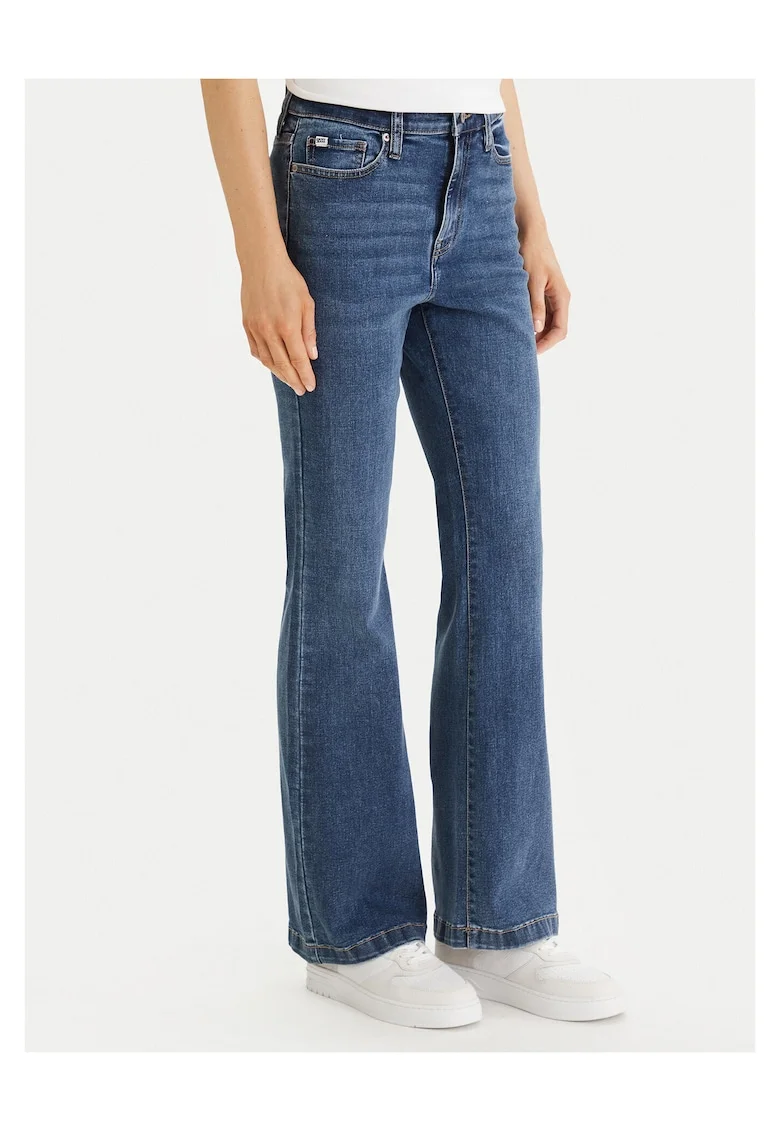Blugi de dama,  74% bumbac, 19% poliester reciclat, 6% viscoza, 1% elastan, Albastru