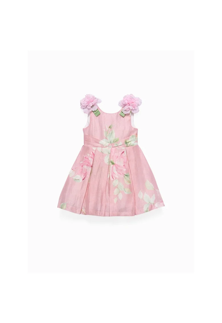 Rochie fete,  eleganta, roz, lenjerie din bumbac si poliester