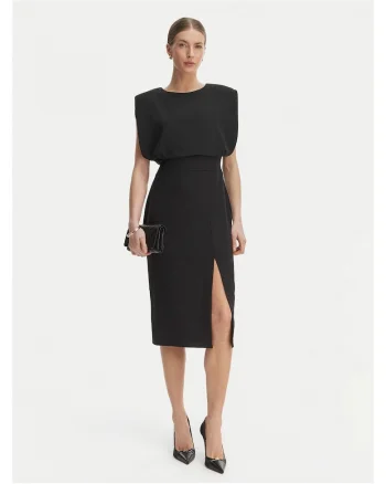 Rochie cocktail  poliester, fermoar, Negru