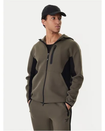 Bluza barbati,  fermoar, verde, 55% bumbac, 45% poliester