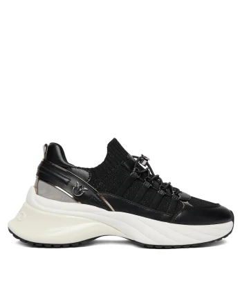 Tenisi dama,  piele naturala, negru, talpa groasa, sireti elastici, Negru