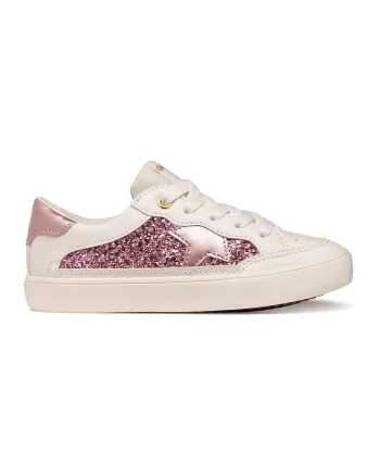 Pantofi sport low-cut cu segment stralucitor, Roz inchis/Bej deschis