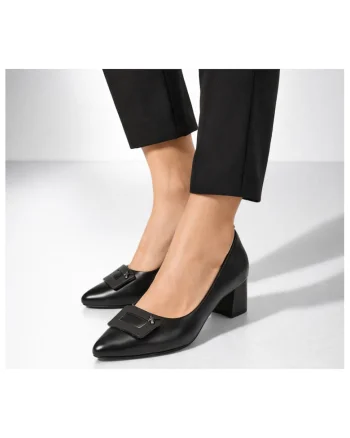 Pantofi din piele cu varf ascutit, Negru, Negru