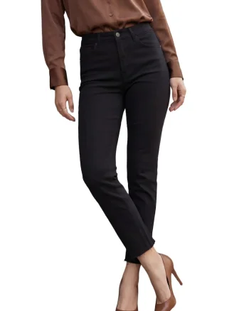 Blugi dama,  skinny, talie inalta, negru, denim