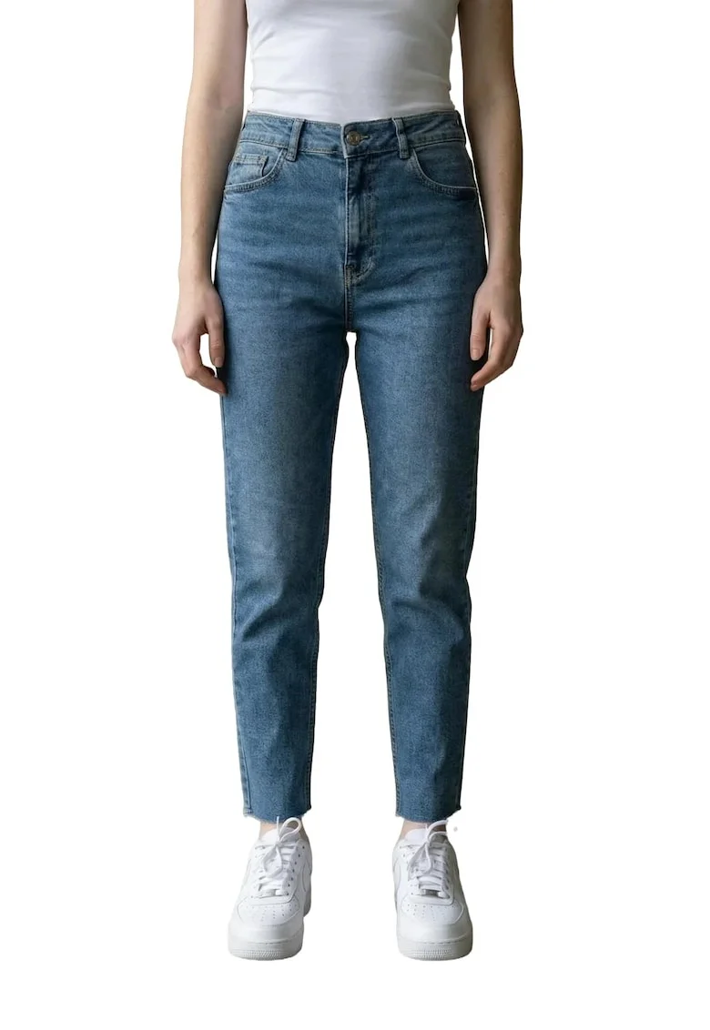 Blugi dama,  skinny, talie inalta, albastru oxford,