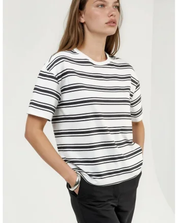 Tricou supradimensionat dama,  dungi, negru/alb, Negru