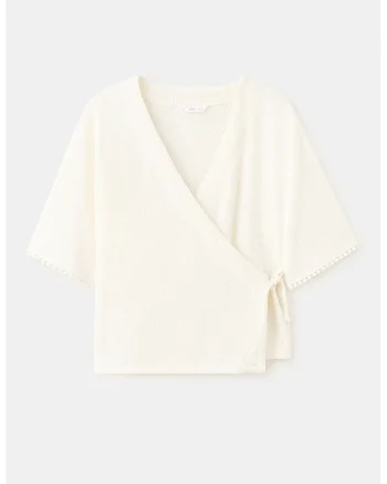 Cardigan cu decolteu in V, Bej deschis