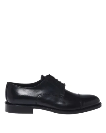Pantofi Oxford din piele cu varf rotund, Negru