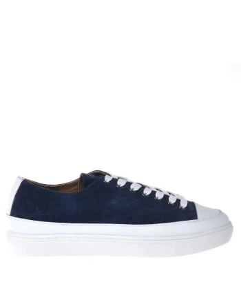 Tenisi low-cut de piele intoarsa, Albastru inchis