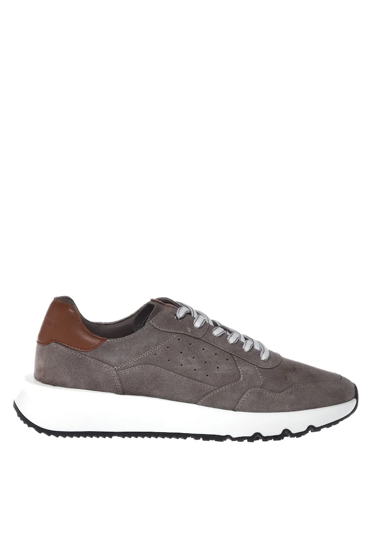 Pantofi sport wedge de piele intoarsa, Maro taupe