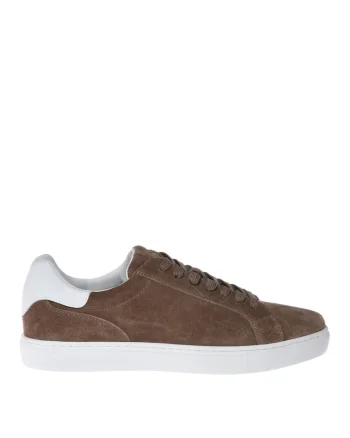 Pantofi sport low-cut cu segmente de piele lacuita, Maro taupe