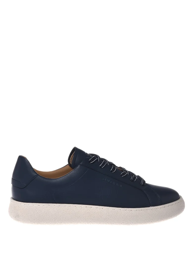 Pantofi sport de piele cu varf rotund, Bleumarin
