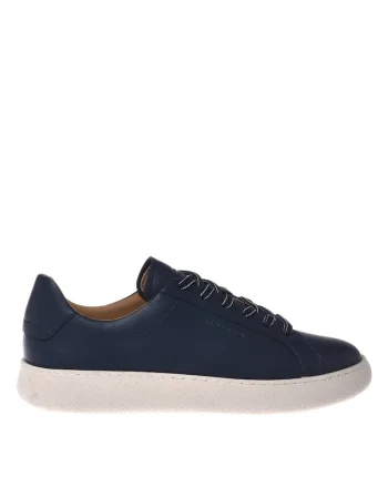 Pantofi sport de piele cu varf rotund, Bleumarin