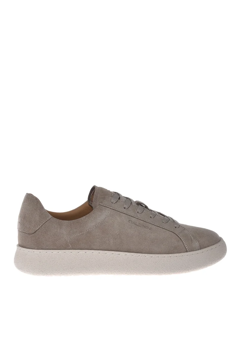 Pantofi sport de piele intoarsa cu varf rotund, Bej