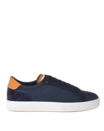 Pantofi sport de piele cu insertii de piele intoarsa, Albastru