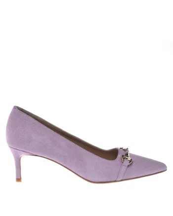 Pantofi de piele intoarsa cu detaliu metalic, Lila